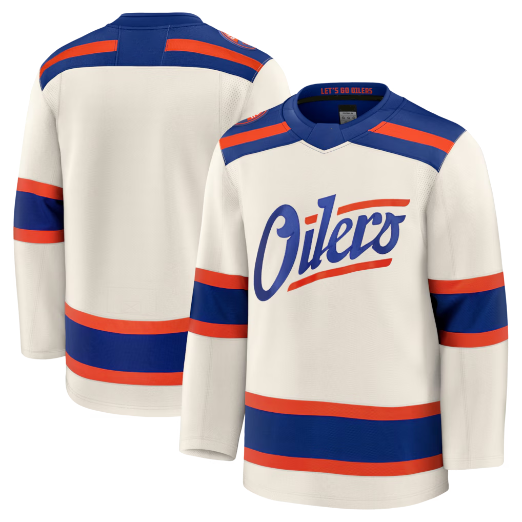 Pouc E.Oilers Light Beige Alternate Premium Jerseys