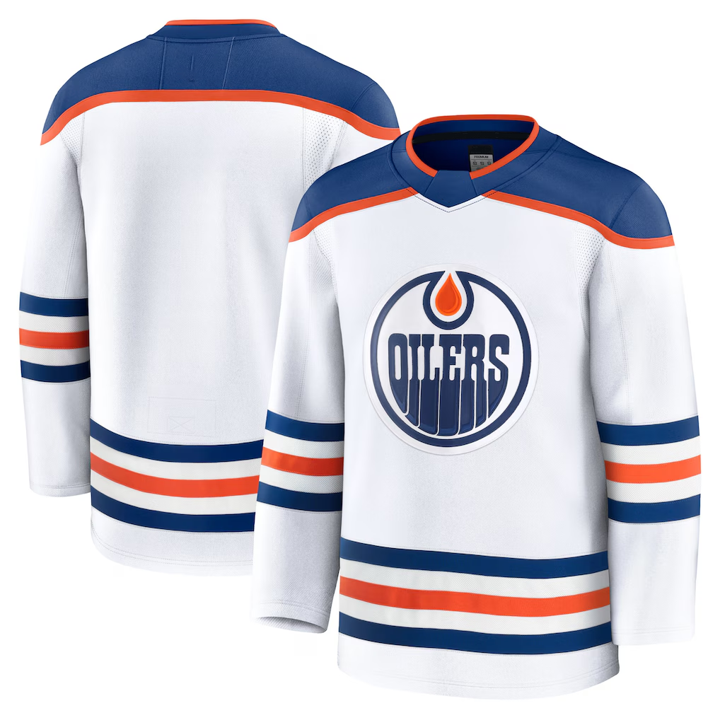 Pouc E.Oilers White Away Premium Jerseys