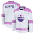 Pouc E.Oilers White Hockey Fights Cancer Survivor Practice Jerseys