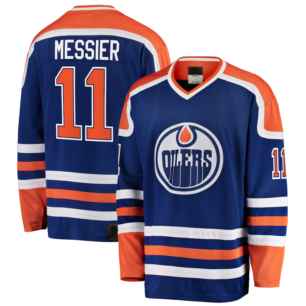 Pouc E.Oilers #11 Mark Messier Blue Premier Breakaway Retired Player Jerseys