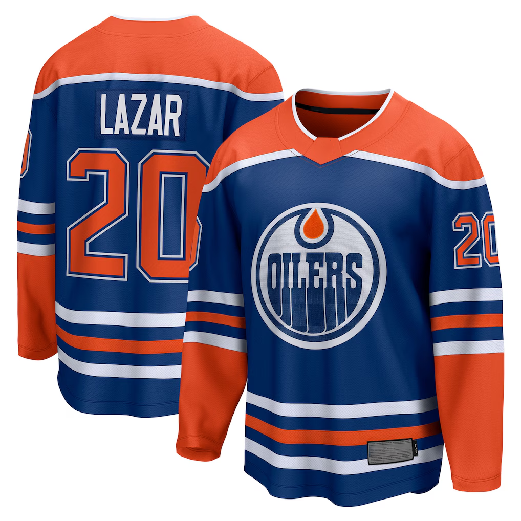 Pouc E.Oilers #20 Curtis Lazar Royal Home Breakaway Jerseys