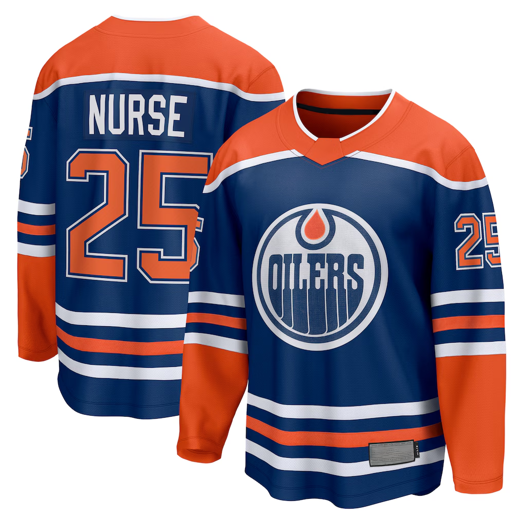 Pouc E.Oilers #25 Darnell Nurse Royal Home Breakaway Player Jerseys