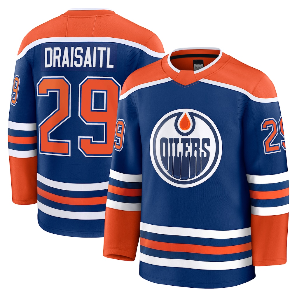Pouc E.Oilers #29 Leon Draisaitl Royal Home Premium Jerseys