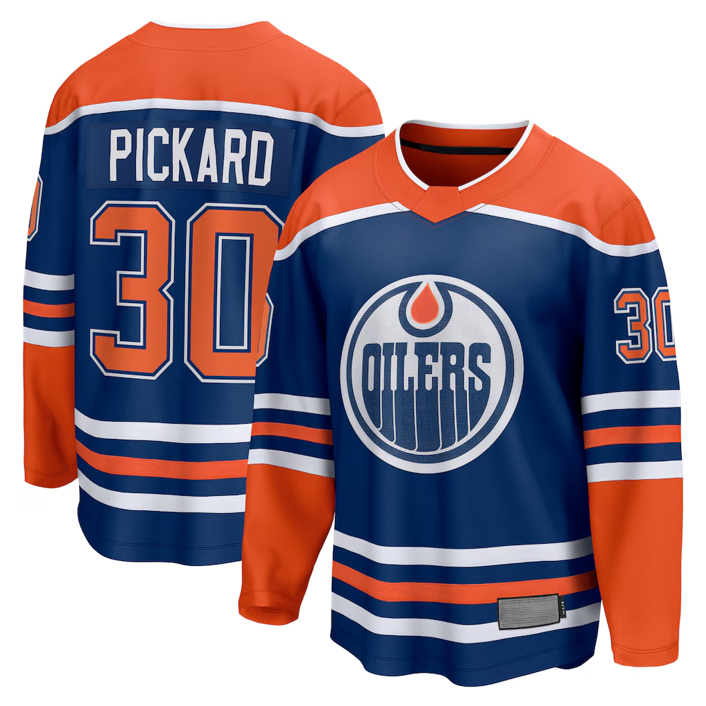 Pouc E.Oilers #30 Calvin Pickard Royal Home Premier Breakaway Player Jerseys