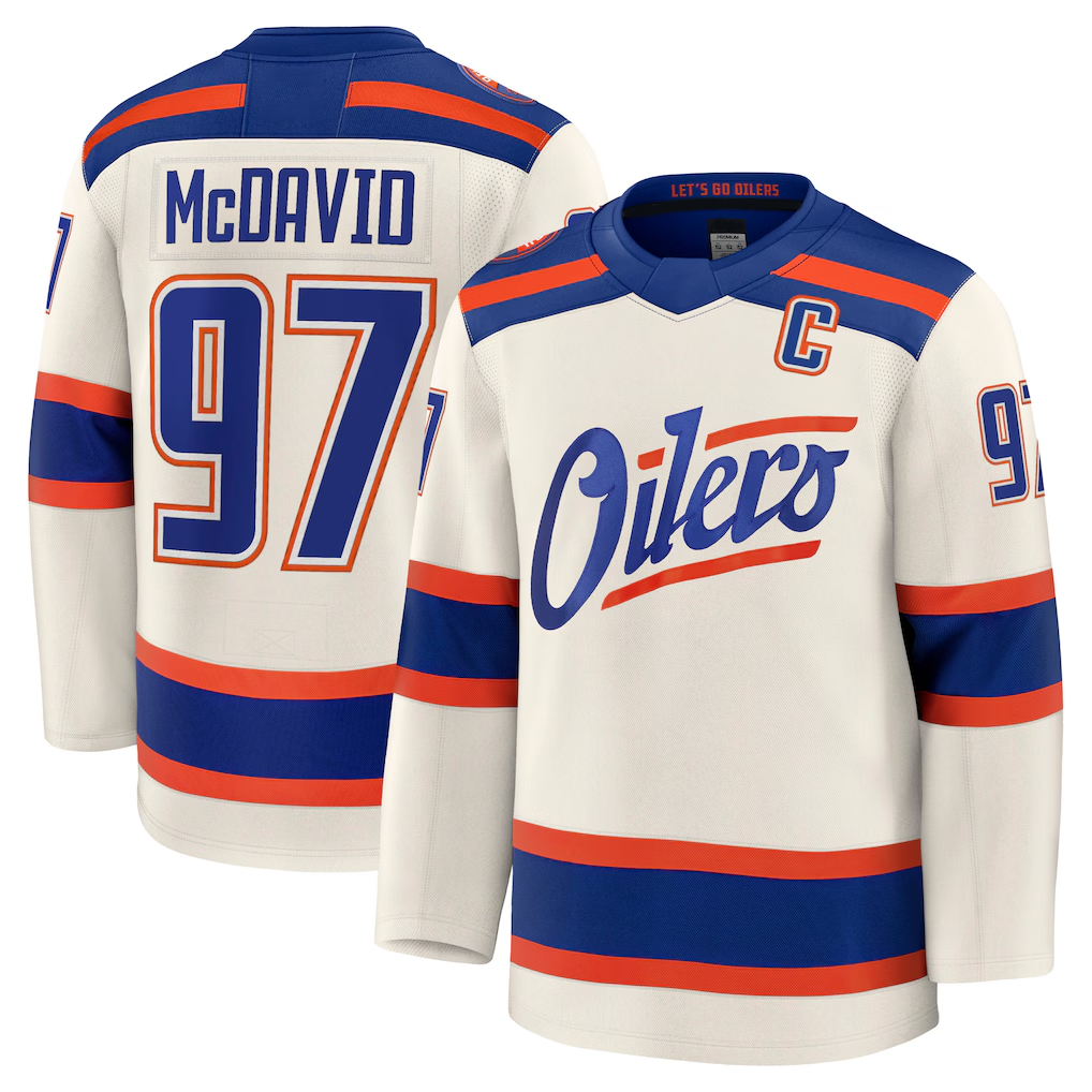 Pouc E.Oilers #97 Connor McDavid Light Beige Alternate Premium Jerseys