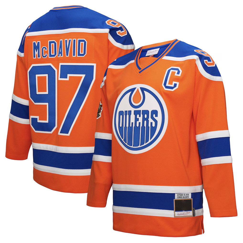Pouc E.Oilers #97 Connor McDavid Mitchell & Ness Orange Power Play Jerseys