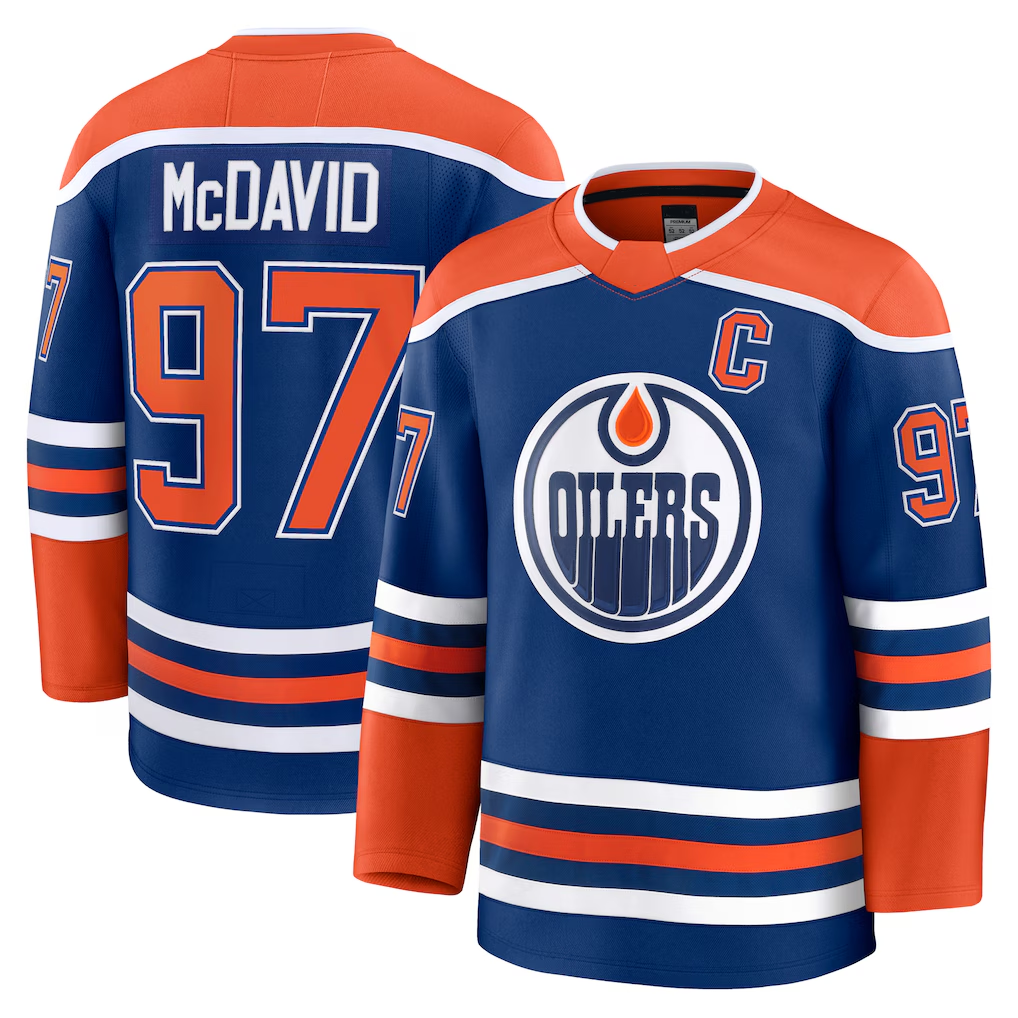 Pouc E.Oilers #97 Connor McDavid Royal Home Premium Jerseys