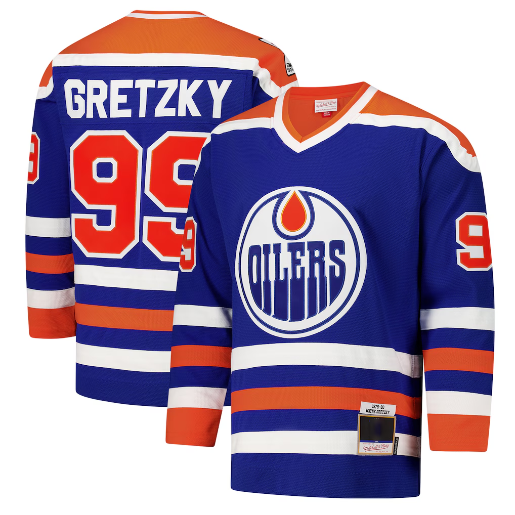 Pouc E.Oilers #99 Wayne Gretzky Royal 1979-80 Power Play Jerseys