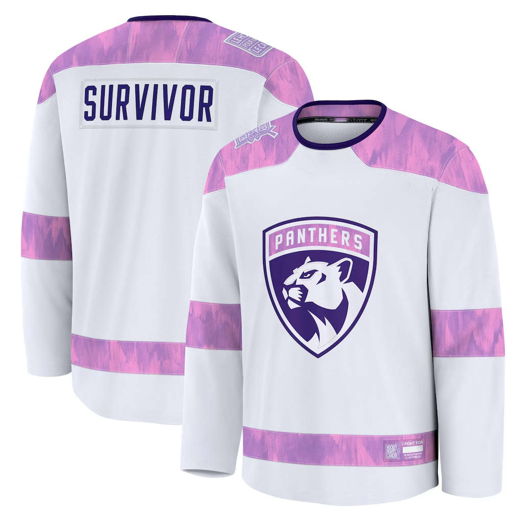 Pouc F.Panthers White Hockey Fights Cancer Survivor Practice Jerseys