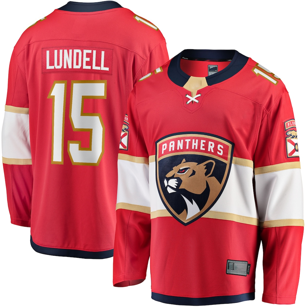 Pouc F.Panthers F.Panthers #15 Anton Lundell Red Home Breakaway Player Jerseys