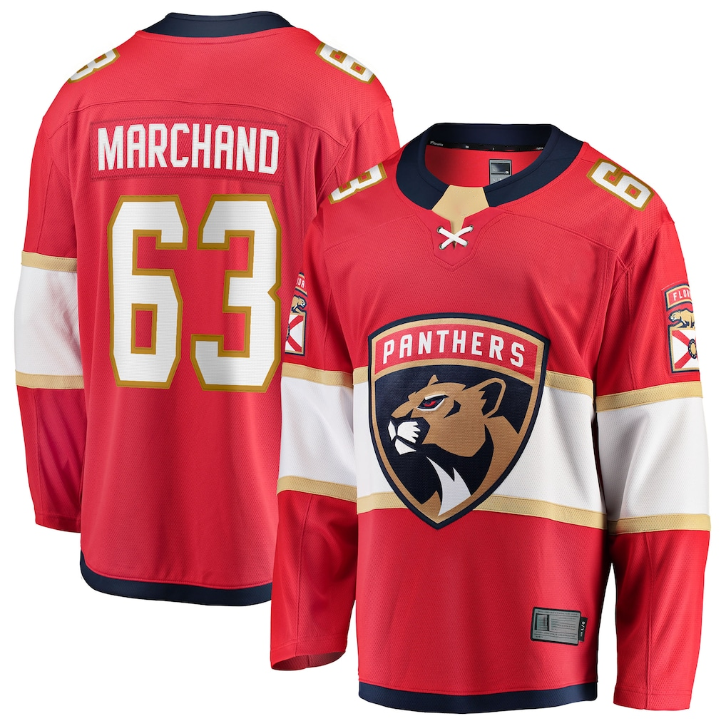Pouc F.Panthers #63 Brad Marchand Red Home Breakaway Jerseys
