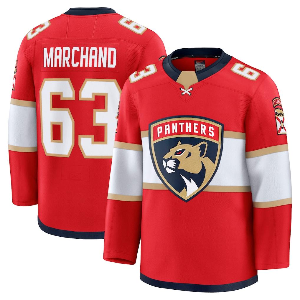 Pouc F.Panthers #63 Brad Marchand Red Home Premium Jerseys