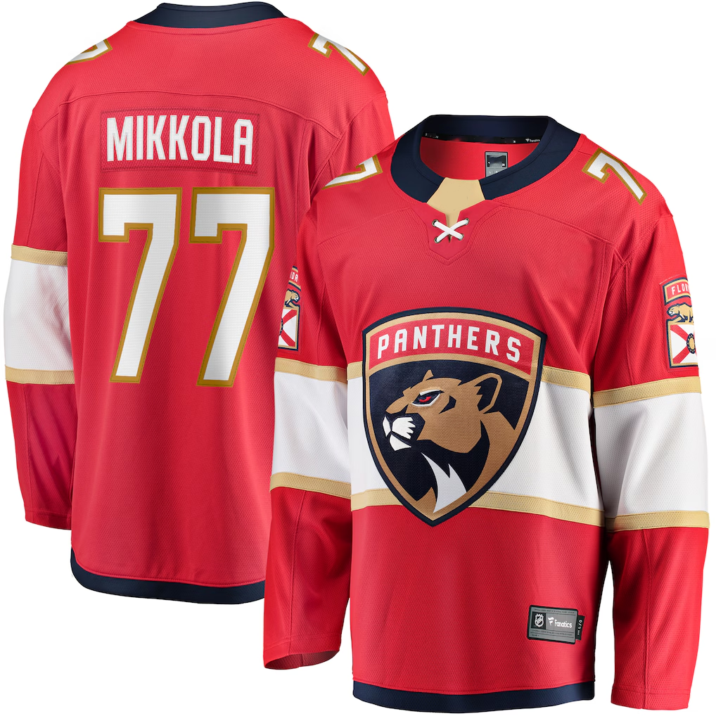 Pouc F.Panthers #77 Niko Mikkola Red Premier Breakaway Player Jerseys