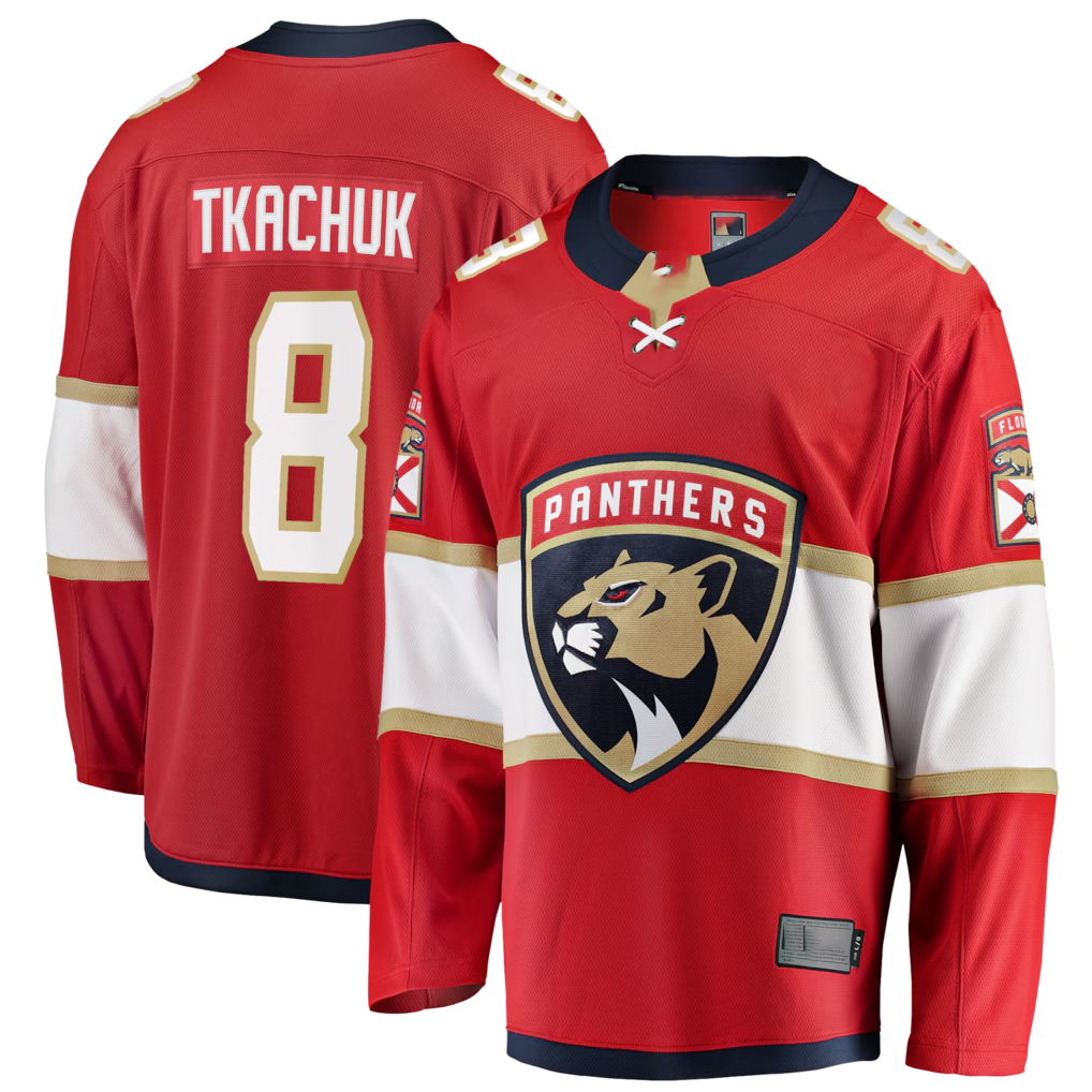 Pouc F.Panthers #8 Brady Tkachuk Red Home Breakaway Jerseys