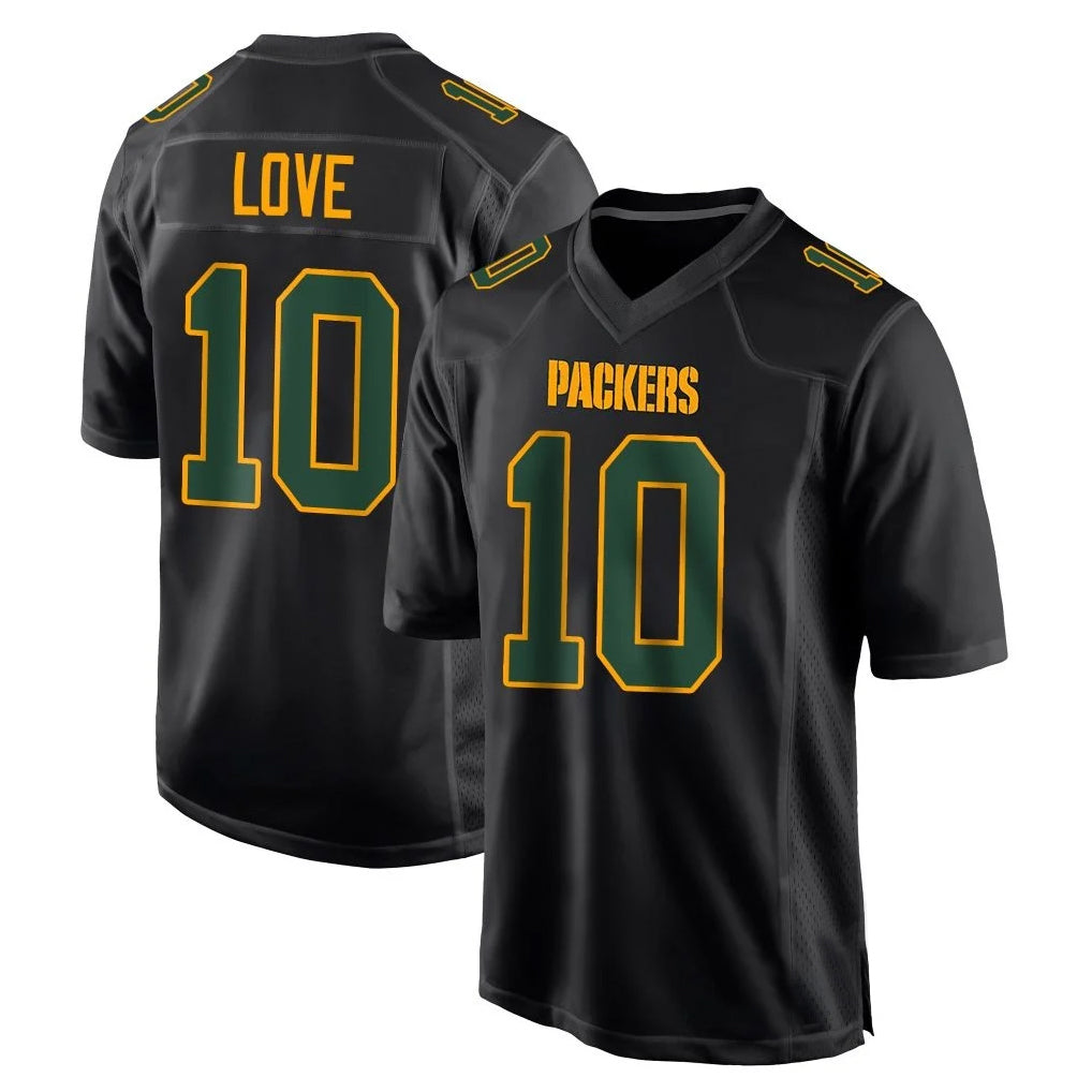 Pouc GB.Packers #10 Jordan Love Player Black Fashion Home Game Stitched Jerseys