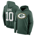 Pouc GB.Packers #10 Jordan Love Player Green Therma Hoodie Game Stitched Jerseys