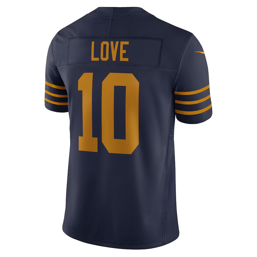Pouc GB.Packers #10 Jordan Love Player Navy Classic Vapor F.U.S.E. Limited Stitched Jerseys