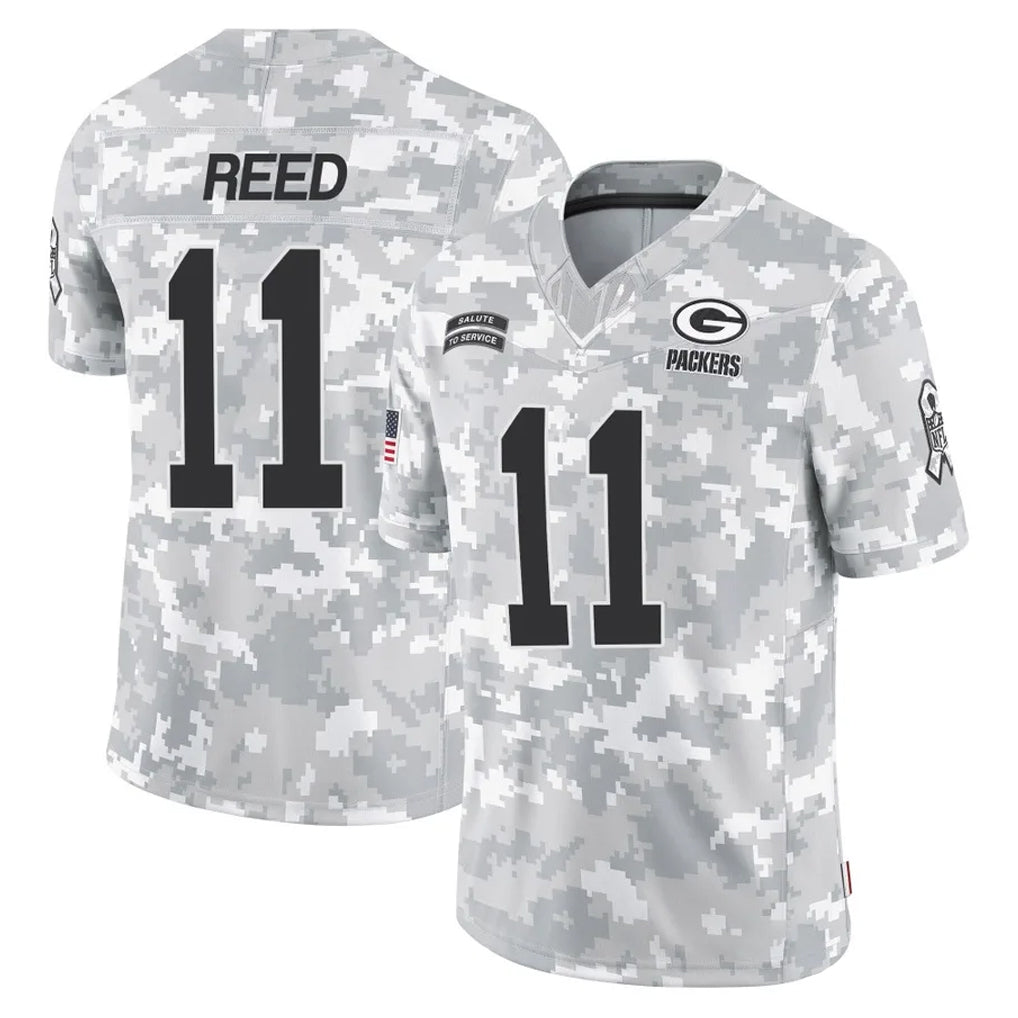 Pouc GB.Packers #11 Jayden Reed Player Arctic Camo Salute To Service Limited Stitched Jerseys
