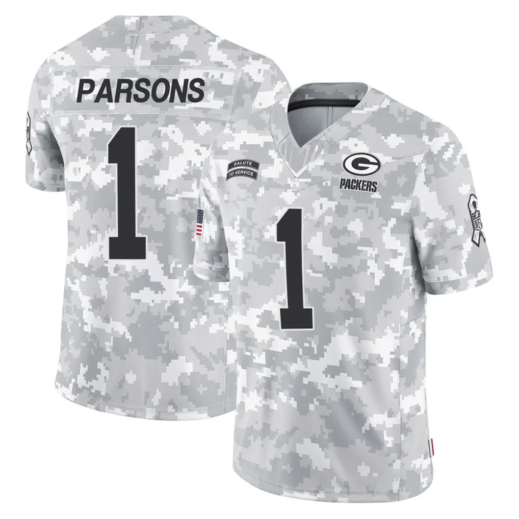 Pouc GB.Packers #1 Micah Parsons Player Arctic Camo Salute To Service Limited Stitched Jerseys