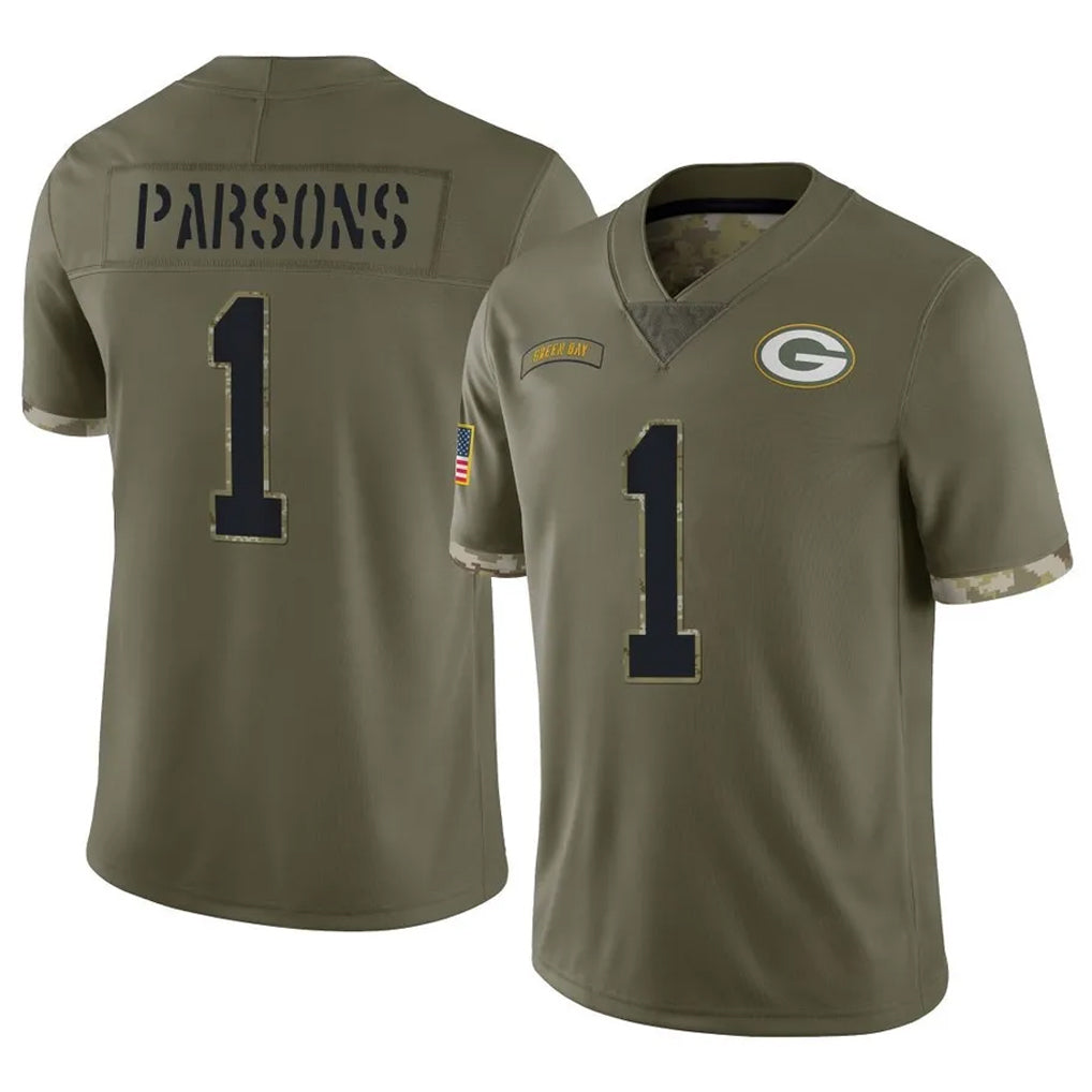 Pouc GB.Packers #1 Micah Parsons Player Olive Salute To Service Limited Stitched Jerseys