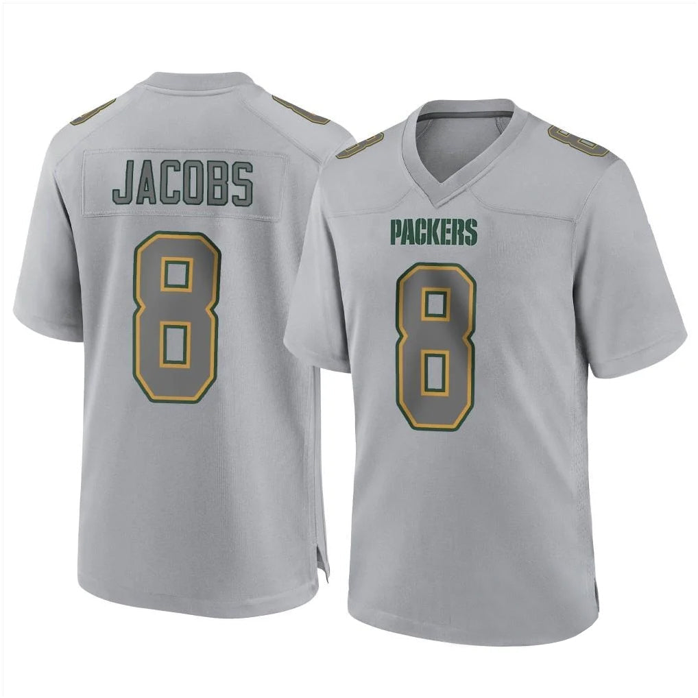 Pouc GB.Packers #8 Josh Jacobs Player Gray Atmosphere Fashion Home Game Stitched Jerseys