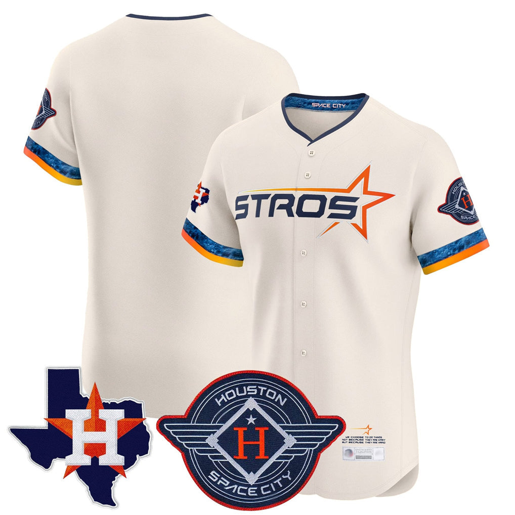 Pouc H.Astros Cream City Connect Texas Patch Vapor Premier Blank Player Limited Elite Home Stitched Jerseys