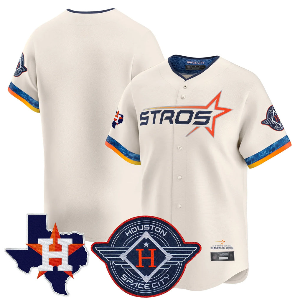 Pouc H.Astros Cream City Connect Texas Patch Vapor Premier Blank Player Limited Home Stitched Jerseys