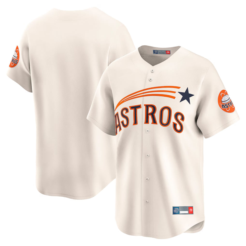 Pouc H.Astros Cream Throwback Cooperstown Collection Limited Blank Player Stitched Jerseys