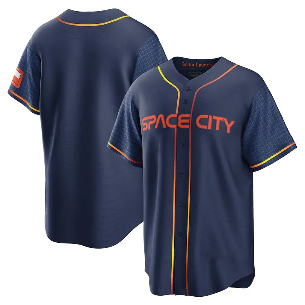 Pouc H.Astros Navy City Connect Home Game Blank Player Stitched Jerseys