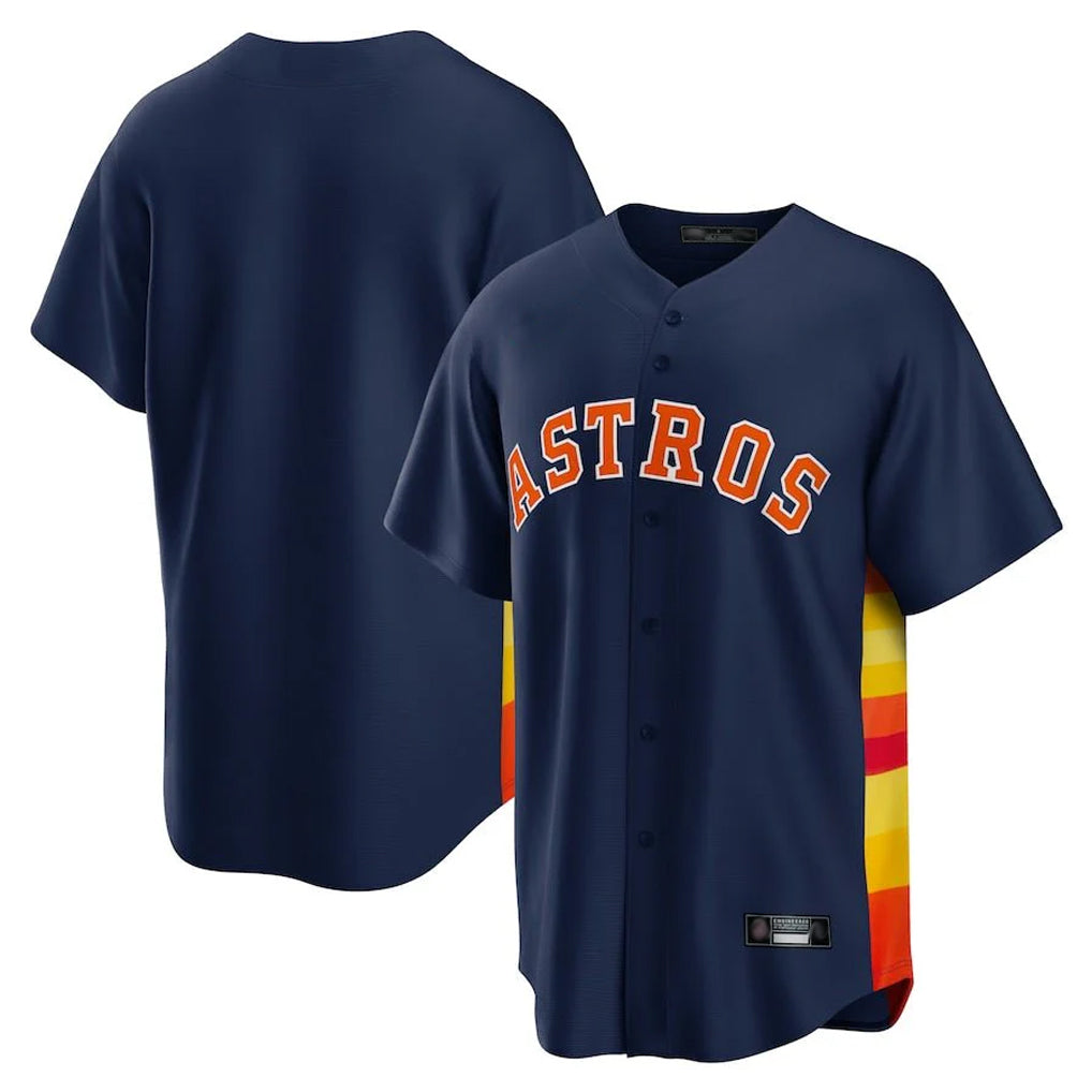 Pouc H.Astros Navy Home Game Blank Player Stitched Jerseys