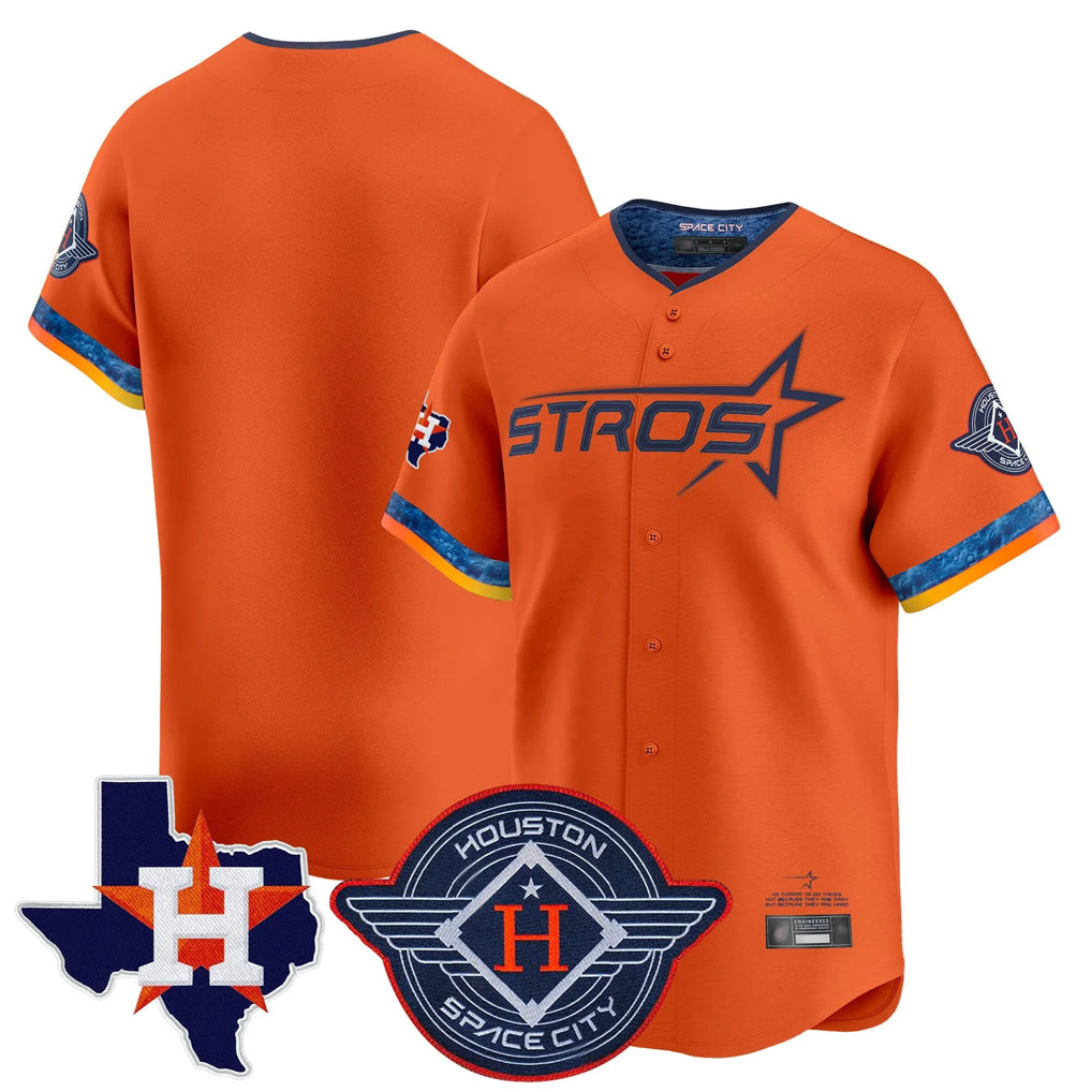Pouc H.Astros Orange City Connect Texas Patch Vapor Premier Blank Player Limited Home Stitched Jerseys