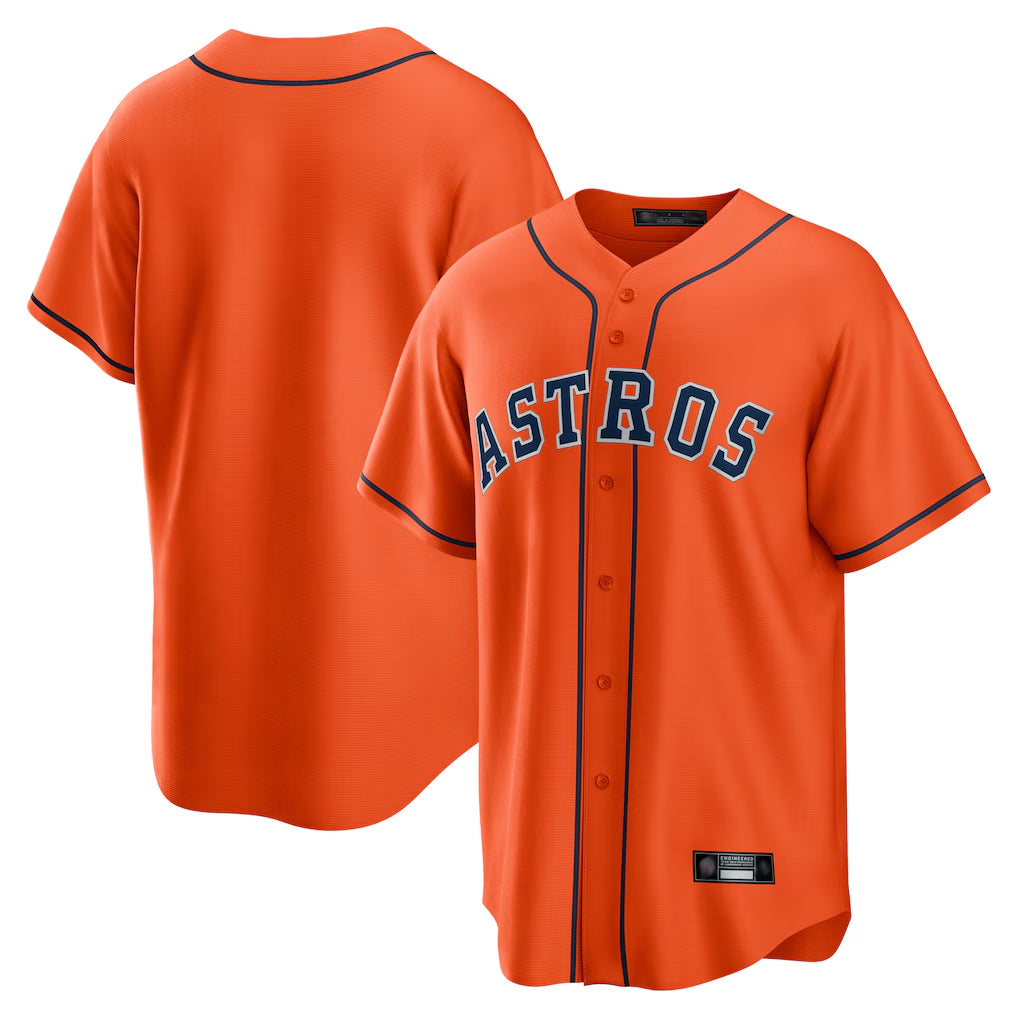 Pouc H.Astros Orange Home Game Blank Player Stitched Jerseys