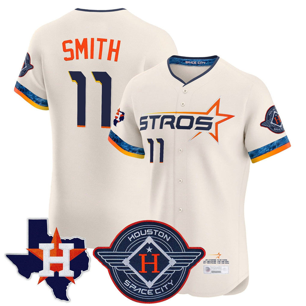 Pouc H.Astros #11 Cam Smith Player Cream City Connect Texas Patch Vapor Premier Limited Elite Home Stitched Jerseys