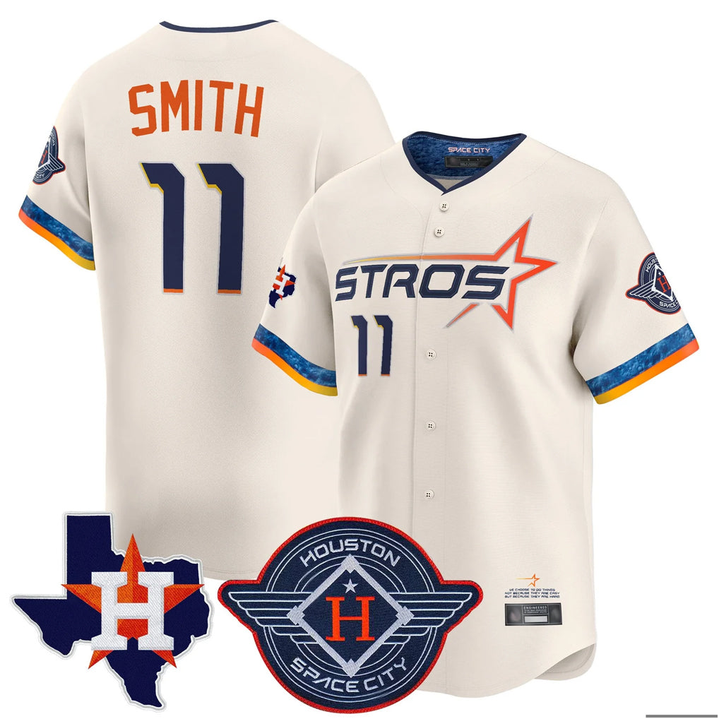 Pouc H.Astros #11 Cam Smith Player Cream City Connect Texas Patch Vapor Premier Limited Home Stitched Jerseys