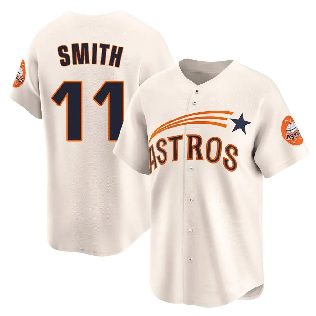 Pouc H.Astros #11 Cam Smith Player Cream Throwback Cooperstown Collection Limited Stitched Jerseys