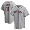 Pouc H.Astros #11 Cam Smith Player Gray Home Game Stitched Jerseys