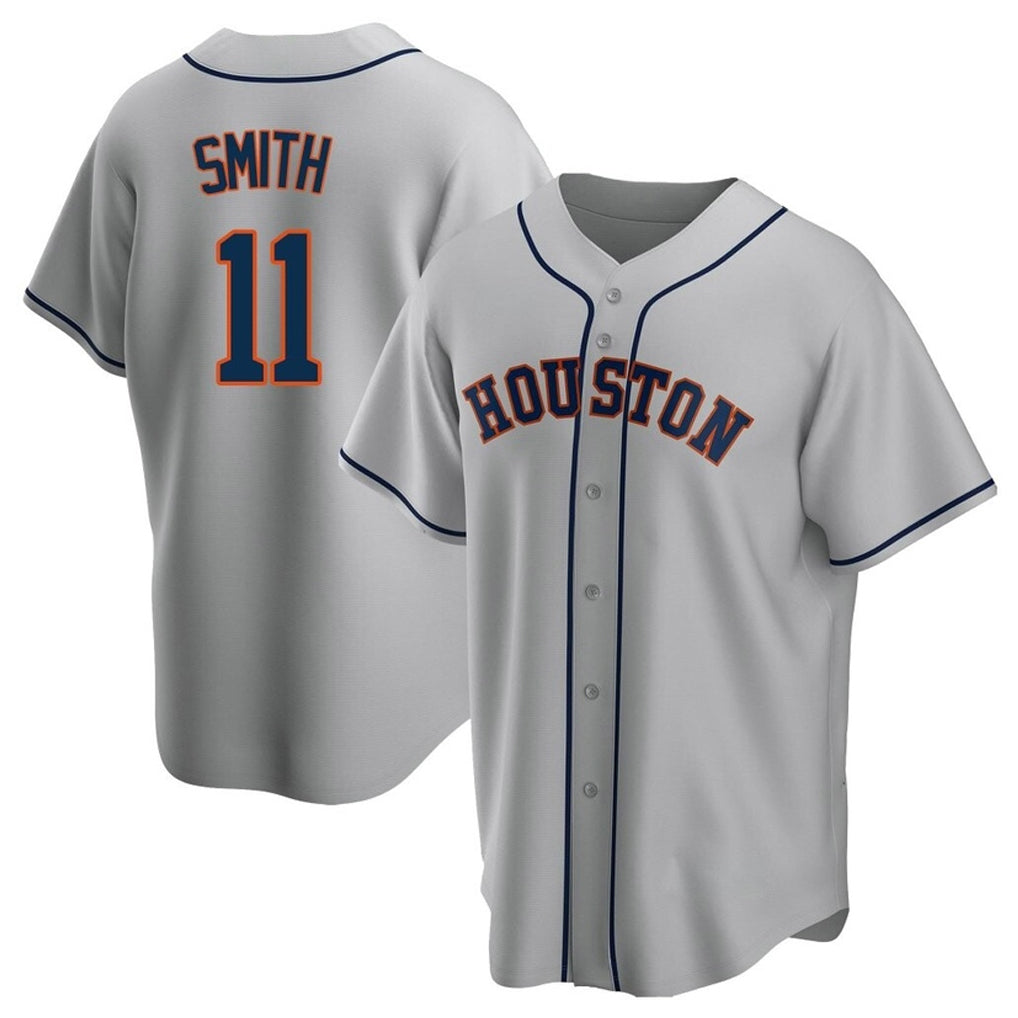 Pouc H.Astros #11 Cam Smith Player Gray Home Game Stitched Jerseys