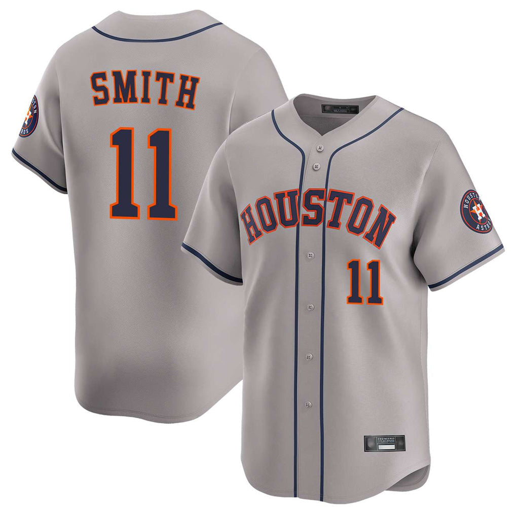 Pouc H.Astros #11 Cam Smith Player Gray Home Limited Stitched Jerseys