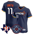 Pouc H.Astros #11 Cam Smith Player Navy City Connect Texas Patch Vapor Premier Limited Elite Home Stitched Jerseys