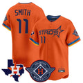 Pouc H.Astros #11 Cam Smith Player Orange City Connect Texas Patch Vapor Premier Limited Home Stitched Jerseys
