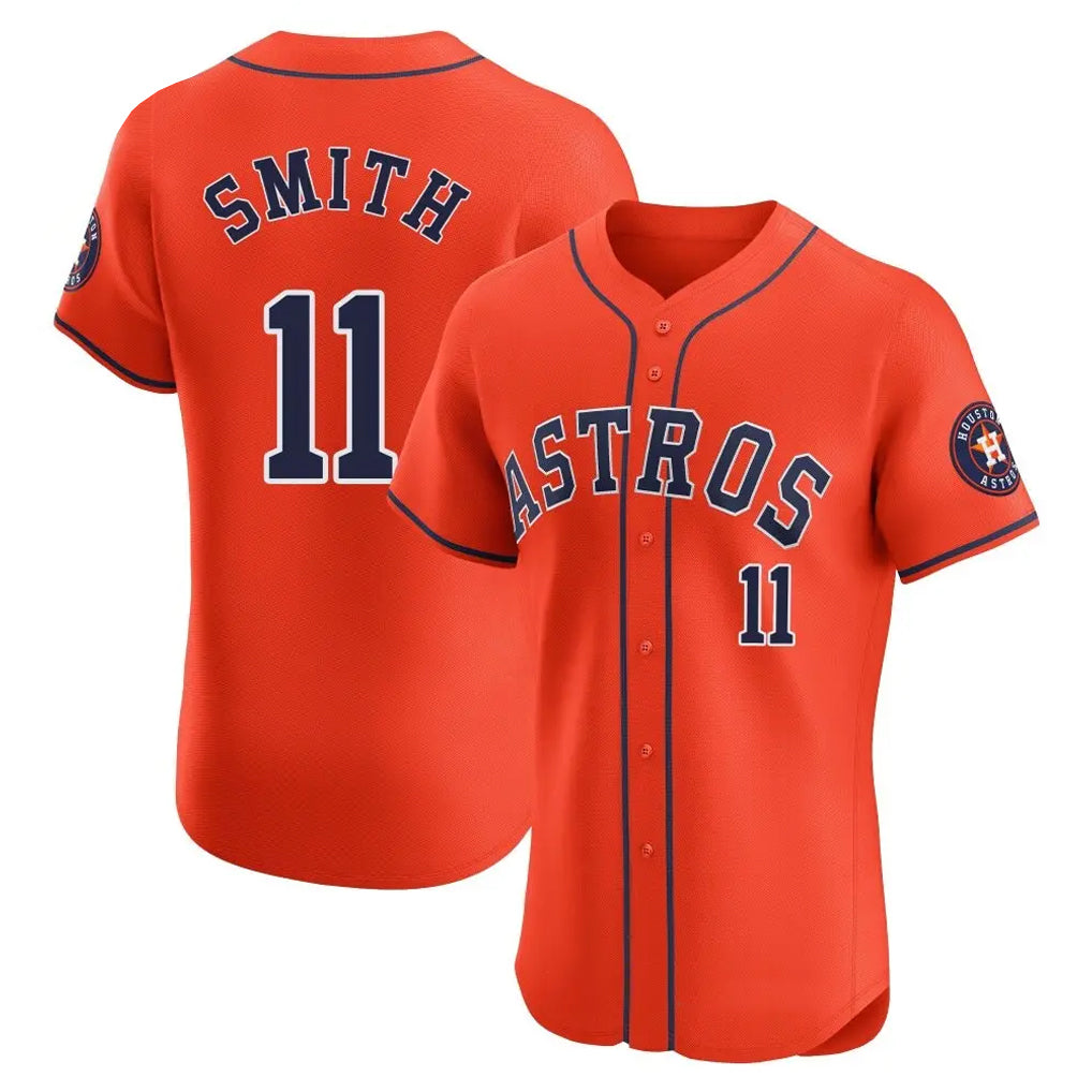 Pouc H.Astros #11 Cam Smith Player Orange Home Limited Elite Stitched Jerseys