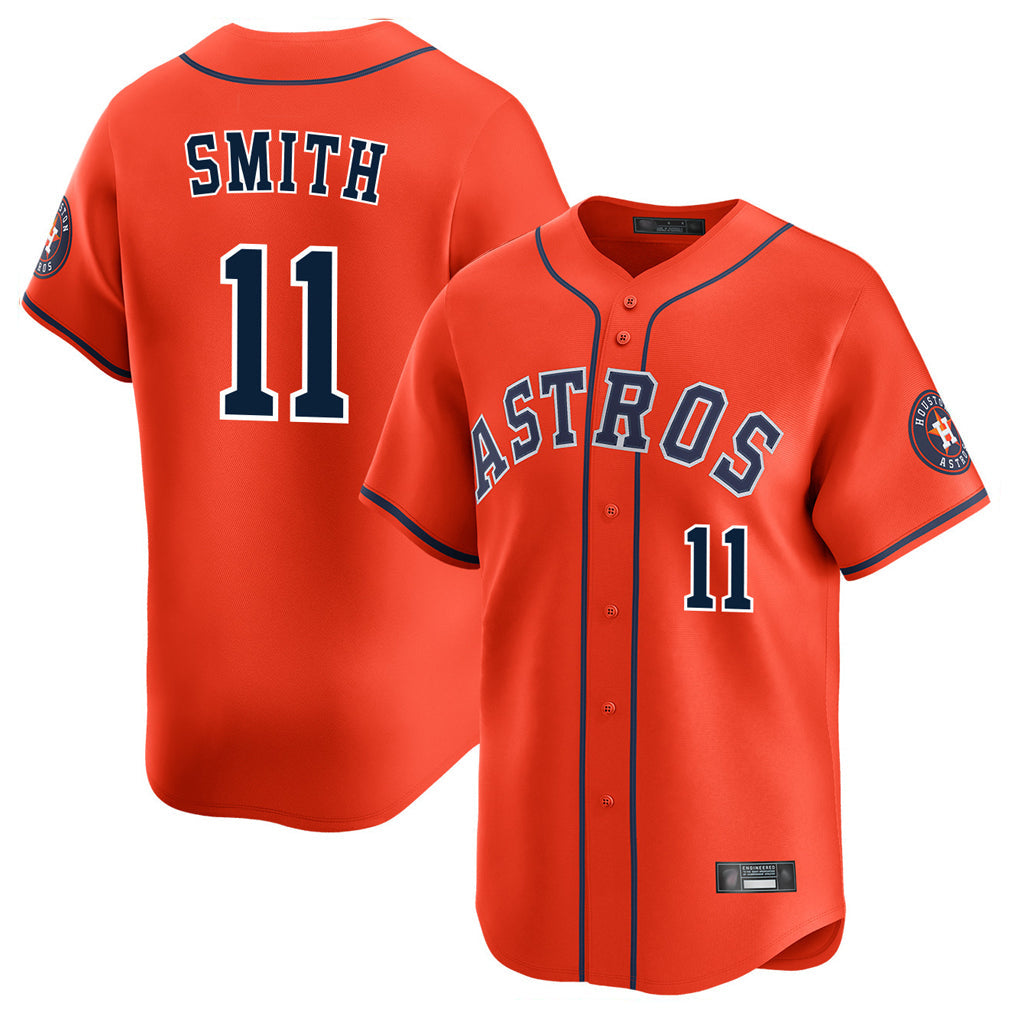 Pouc H.Astros #11 Cam Smith Player Orange Home Limited Stitched Jerseys