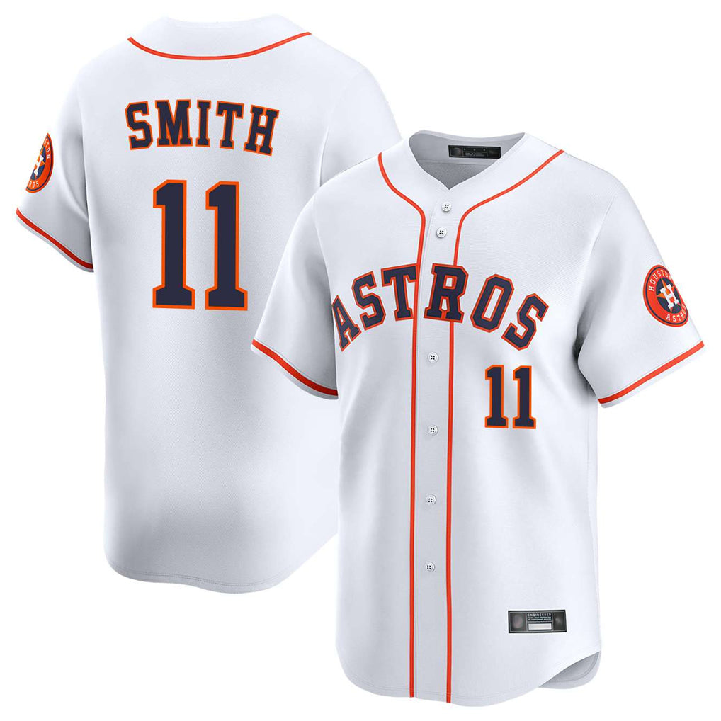 Pouc H.Astros #11 Cam Smith Player White Home Limited Stitched Jerseys