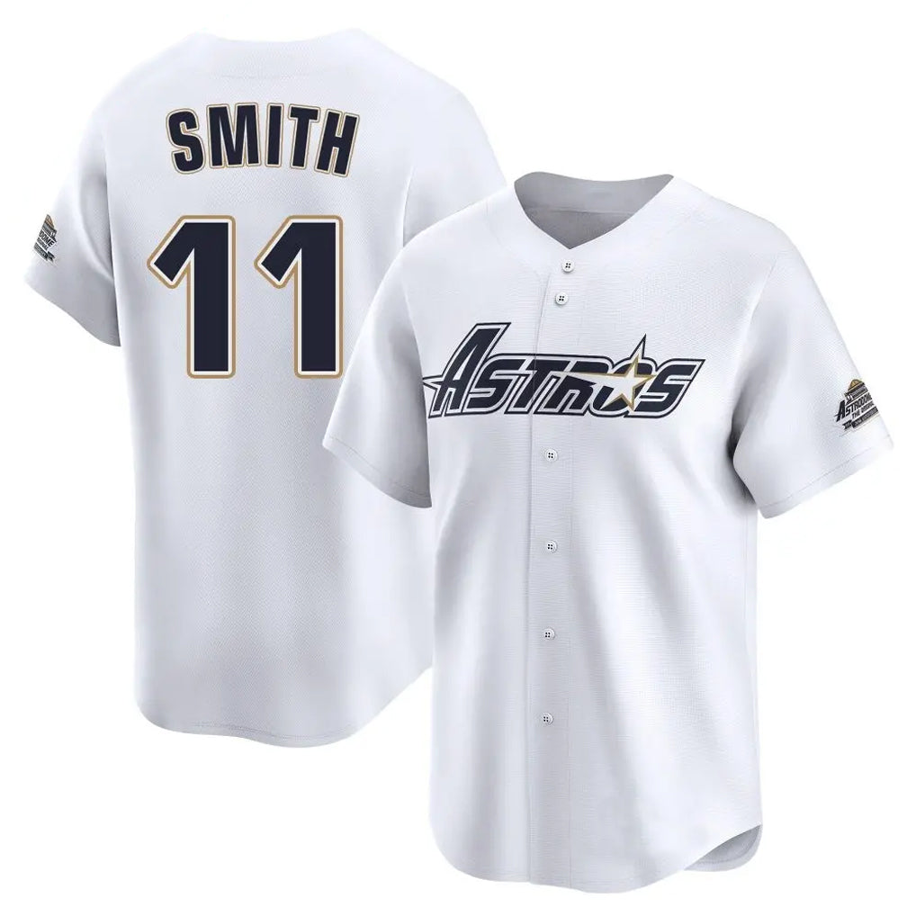 Pouc H.Astros #11 Cam Smith Player White Throwback Cooperstown Collection Limited Stitched Jerseys