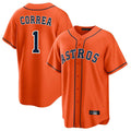 Pouc H.Astros #1 Carlos Correa Player Orange Home Game Stitched Jerseys