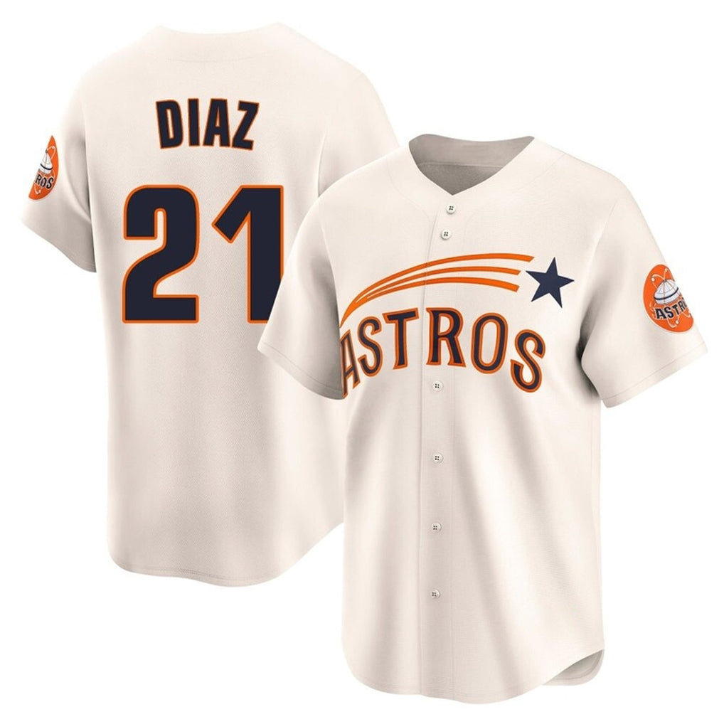 Pouc H.Astros #21 Yainer Diaz Player Cream Throwback Cooperstown Collection Limited Stitched Jerseys