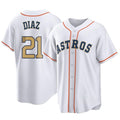 Pouc H.Astros #21 Yainer Diaz Player Gold Collection Game Home Stitched Jerseys