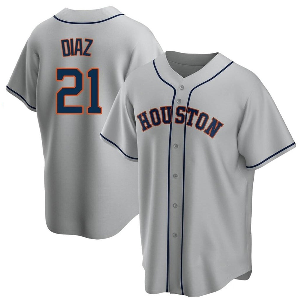 Pouc H.Astros #21 Yainer Diaz Player Gray Home Game Stitched Jerseys