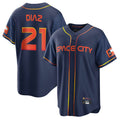Pouc H.Astros #21 Yainer Diaz Player Navy City Connect Home Game Stitched Jerseys