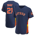 Pouc H.Astros #21 Yainer Diaz Player Navy Home Limited Elite Stitched Jerseys